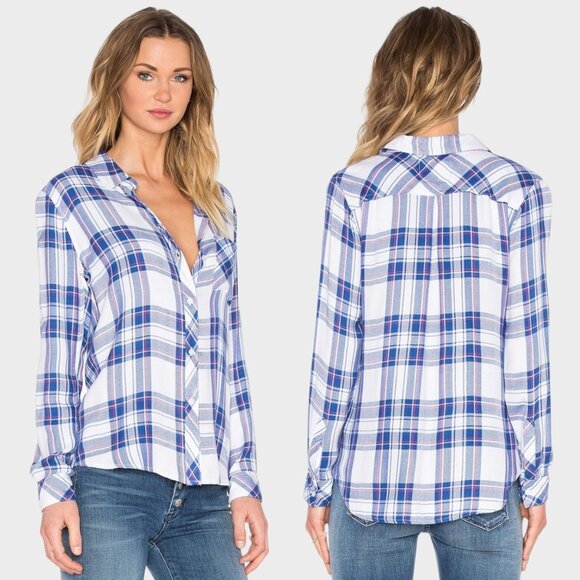 Rails Hunter Button Down Shirt in White/Blue/Lilac Size S - Picture 1 of 8